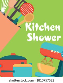 Kitchen Shower template design card. Vector illustration