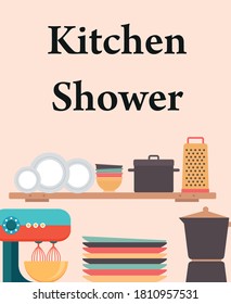 Kitchen Shower template design card. Vector illustration