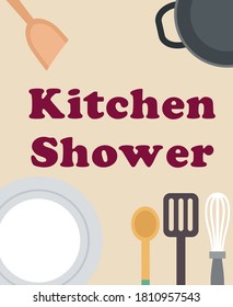 Kitchen Shower template design card. Vector illustration