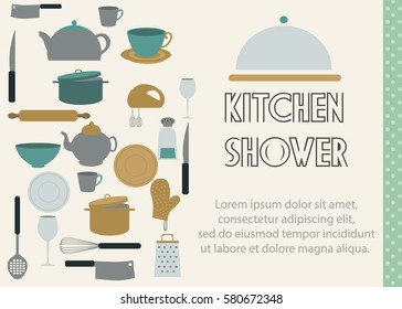 Kitchen Shower template design card. Vector illustration