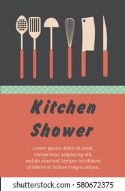 Kitchen Shower template design card. Vector illustration