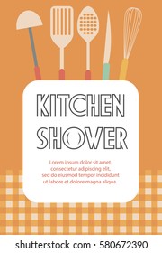 Kitchen Shower template design card. Vector illustration