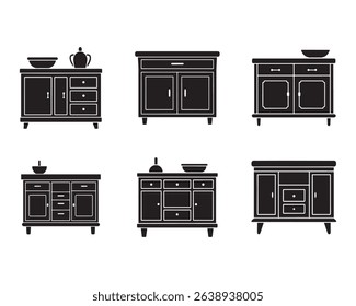 kitchen sideboard icon silhouette vector illustration
