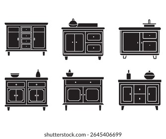 ícone lateral da cozinha silhueta vetor ilustração
