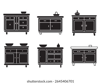 ícone lateral da cozinha silhueta vetor ilustração
