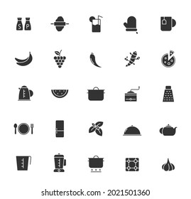 kitchen silhouette vector icons isolated on white background. kitchen icon set for web, mobile apps, ui design and print polygraphy and promo advertising business