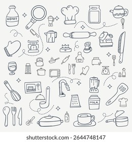 kitchen silhouette vector set template 