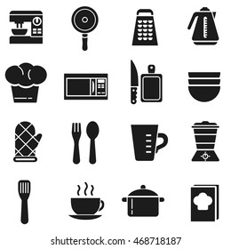 kitchen simple icons set. collection