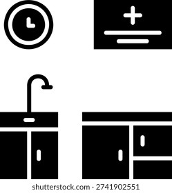 Kitchen Sink and Clock Icon Set