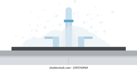 Kitchen sink with crane on vector flat icon isolated on white