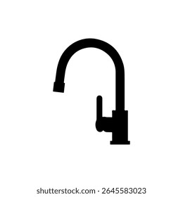Torneira da pia da cozinha vetor de silhueta ilustração plana sobre fundo branco.