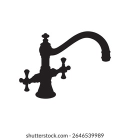 Torneira da pia da cozinha vetor de silhueta ilustração plana sobre fundo branco