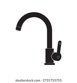 Ilustración plana de Vector de silueta de grifo de fregadero de cocina