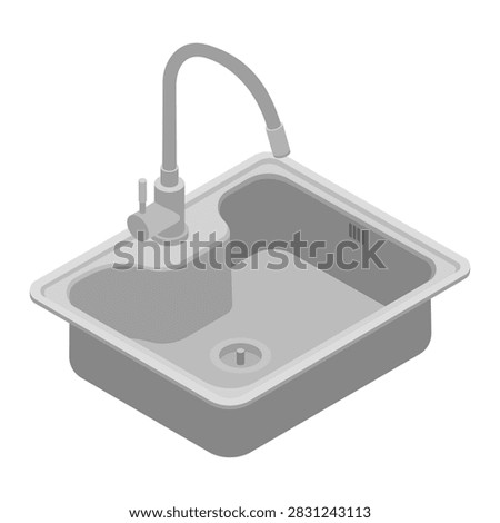 Kitchen sink - hand drawn isometric vector illustration.