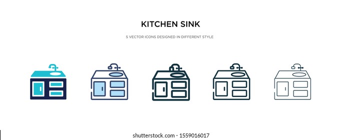 kitchen sink icon in different style vector illustration. two colored and black kitchen sink vector icons designed in filled, outline, line and stroke style can be used for web, mobile, ui