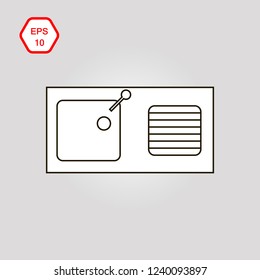 Kitchen sink. Icon flat design, top view. Vector illustration