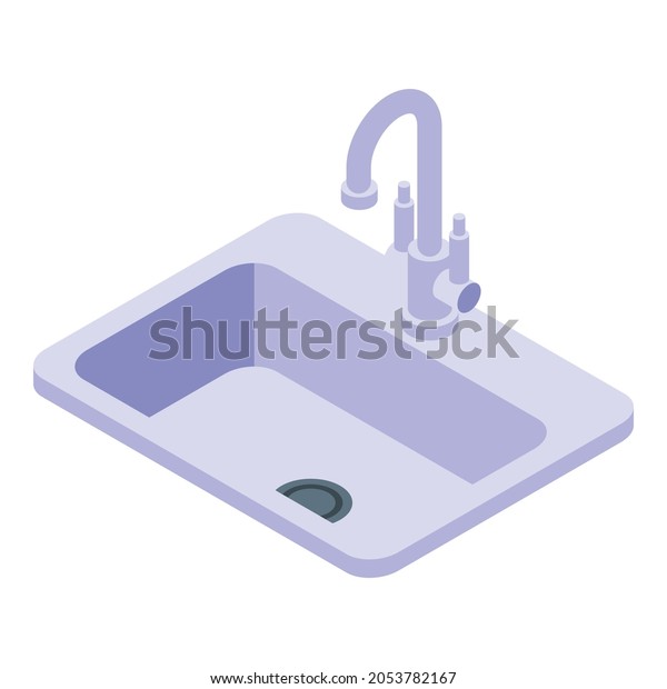 Kitchen sink icon. Isometric\
of Kitchen sink vector icon for web design isolated on white\
background