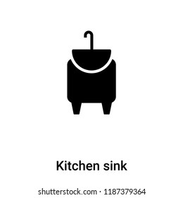 Kitchen sink icon vector isolated on white background, logo concept of Kitchen sink sign on transparent background, filled black symbol