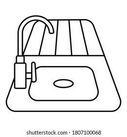 Kitchen sink line art vector, simple flat icon, illustration vector