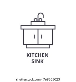 kitchen sink line icon, outline sign, linear symbol, vector, flat illustration