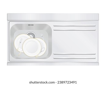 Kitchen sink on a white background. Vector illustration.