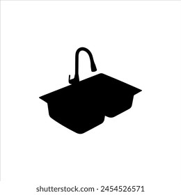 Kitchen sink silhouette isolated on white background. Sink icon vector illustration.