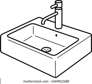 Kitchen sink. Vector outline icon isolated on white background.