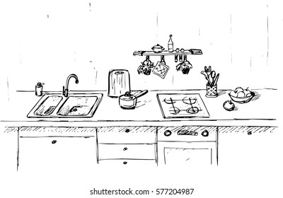 1,721 Kitchen sink sketch Images, Stock Photos & Vectors | Shutterstock