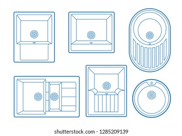 Kitchen sinks. Icons set