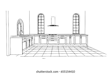 kitchen sketch design black and white