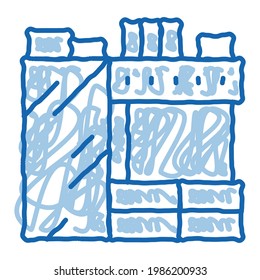 Kitchen sketch icon vector. Hand drawn blue doodle line art Kitchen sign. isolated symbol illustration