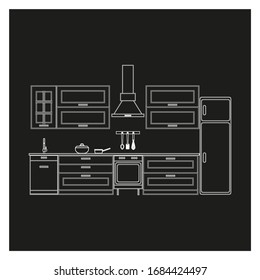kitchen sketch on white background