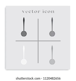 Kitchen skimmer flat black and white vector icon.