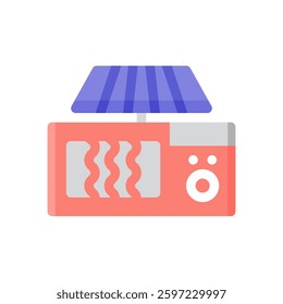 kitchen with solar-powered flat icon illustration