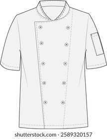 Kitchen Sous-chef Work Shirt Fashion Illustration Mock-up Template for Design and Tech Packs Front View