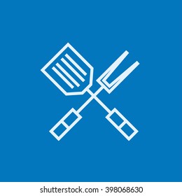 Kitchen spatula and big fork line icon.