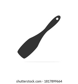 Kitchen spatula black icon. Black outline cooking symbol vector illustration isolated on white. Spatula silhouette kitchen equipment.