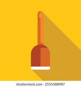 Kitchen spatula is casting a long shadow over a yellow background in this minimalist flat lay image