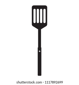 Kitchen spatula for cooking. Barbecue spatula. Black simple silhouette. BBQ or grill tools icon. Symbol Template Logo. Vector illustration flat design. Isolated on white background.