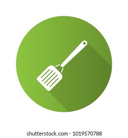 Kitchen spatula flat design long shadow glyph icon. Vector silhouette illustration