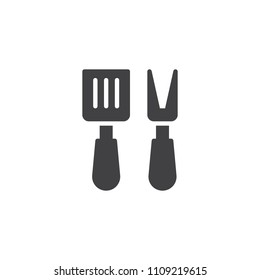 Kitchen spatula and fork vector icon. filled flat sign for mobile concept and web design. Kitchen appliances simple solid icon. Symbol, logo illustration. Pixel perfect vector graphics