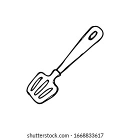 Kitchen spatula hand drawn doodle icon. Spatula - kitchen utensils vector sketch illustration for print, web,  isolated on white background.