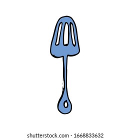 Küchenspatel handgezeichnet doodle Symbol. Spatula - Küchenutensilien Vektorillustration Skizze für Druck, Web, einzeln auf weißem Hintergrund.