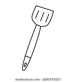 Kitchen spatula, hand drawn. Doodle illustration, vector, isolated on white background