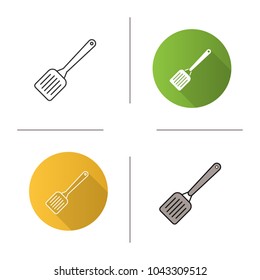 Kitchen spatula icon. Flat design, linear and color styles. Isolated vector illustrations