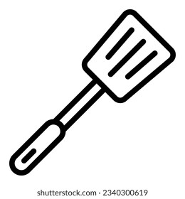 Vector de contorno de icono de la espátula de cocina. Cocinando barbacoa. Grill utensil