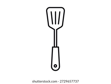 Ícone de espátula de cozinha com ranhuras para virar comida
