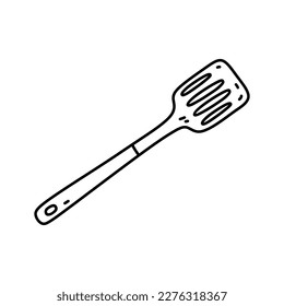 Espátula de cocina aislada de fondo blanco. Utensilios de cocina. Ilustración del doodle dibujada a mano por vectores. Perfecto para decoraciones, logotipo y varios diseños.