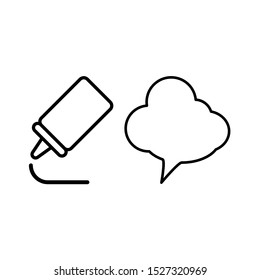 Kitchen spatula line icon. Speech bubble icon.  Set of icons