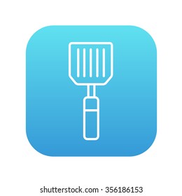 Kitchen spatula line icon for web, mobile and infographics. Vector white icon on the blue gradient square with rounded corners isolated on white background.